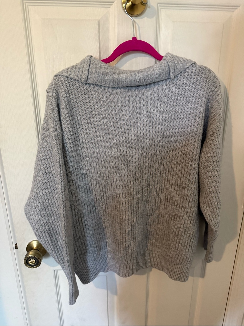 Isabel Maternity by Ingrid & Isabel Light Gray Cowl Neck Button Pullover - Picture 5 of 5